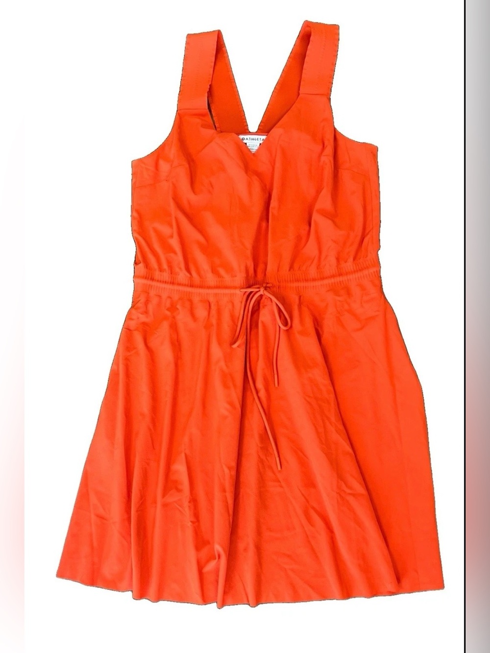 Athleta Bright Orange Cinch Waist Sleeveless Dress Size Small
